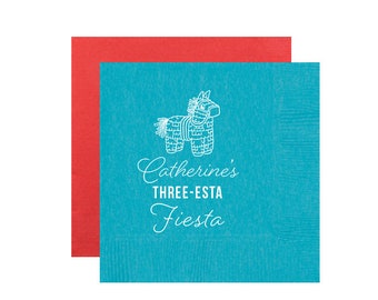 Fiesta napkins, Pinata napkins, Fiesta birthday napkins, Personalized birthday napkins, Kids birthday napkins, Kids fiesta birthday decor