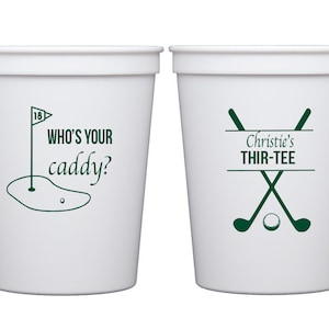 Golf birthday favor, Golf birthday decorations, Caddy, Golf theme party, Adult birthday party favor cups
