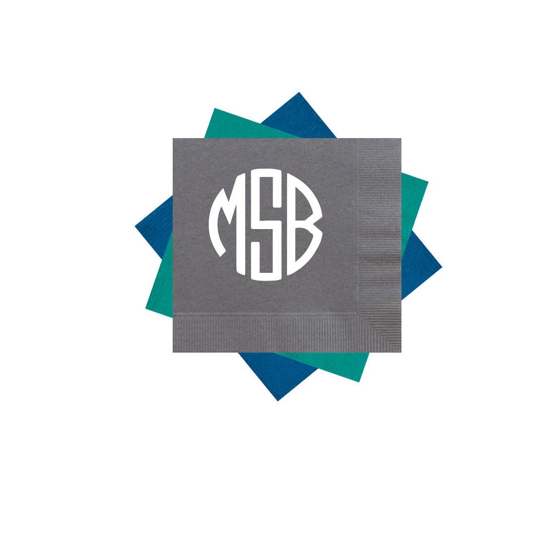 Monogram Napkins, Circle Monogram Napkins, Monogrammed Gift, Reception