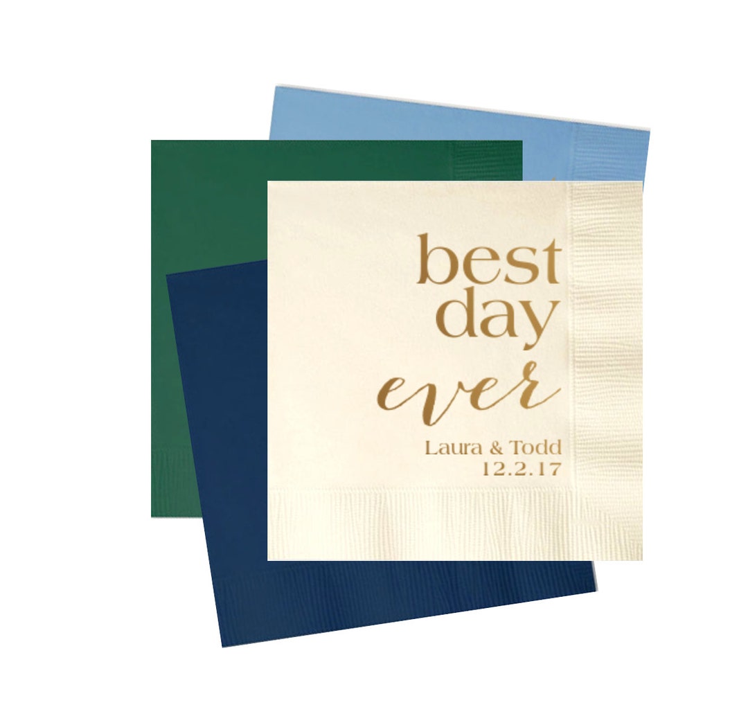 Best Day Ever Napkins, Wedding Cocktail Napkins, Reception Napkins, Wedding Napkins, Bridal
