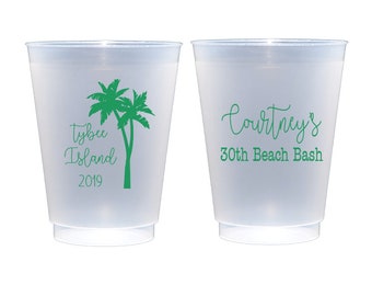 Beach birthday cups, Beach birthday bash, 30th birthday cups, Beach trip cups, Personalized beach cups, Personalized shatterproof cups