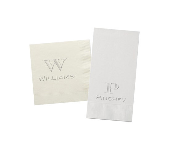 Embossed napkins Personalized napkins Cocktail napkins | Etsy
