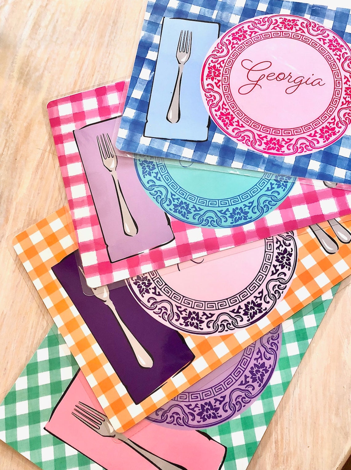 Personalized Placemat Kids Personalized Placemat Gingham Etsy