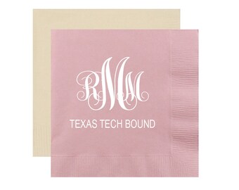monogram graduation napkins, class of 2020 napkins, graduation party decor, monogrammed napkin, graduation party favor, personalized napkins