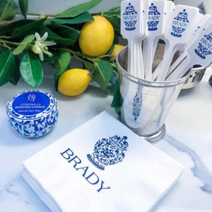 Personalized drink stirrers, ginger jar drink stirrer, bar cart stirrers, custom plastic stirrer, monogrammed stirrer sticks, wedding favor