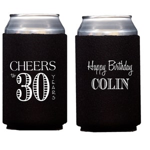 Cheers to 30 years birthday can cooler, Guys birthday, 30th birthday, Personalized birthday can cooler, 30th birthday favor, Adult birthday