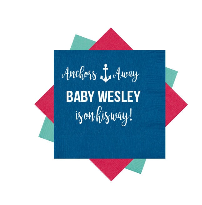 Baby Shower Napkin Anchors Away Nautical Baby Shower Baby Boy