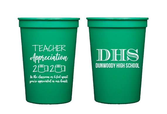 Teacher appreciation gift, Teacher appreciation cups, Social distancing gift, Staff appreciation, Personalized plastic cups, Teacher gift