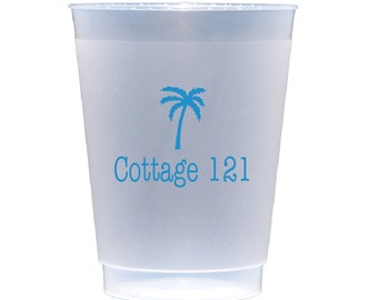 Palm tree cups, beach house cups, lake house cups, vacation home cups, personalized plastic cups, personalized shatterproof cup, custom cup