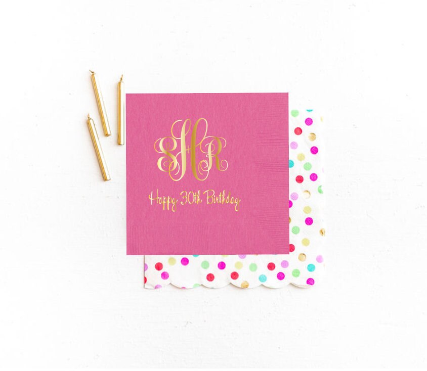 Adult Birthday Party Napkins Monogrammed Birthday Napkins