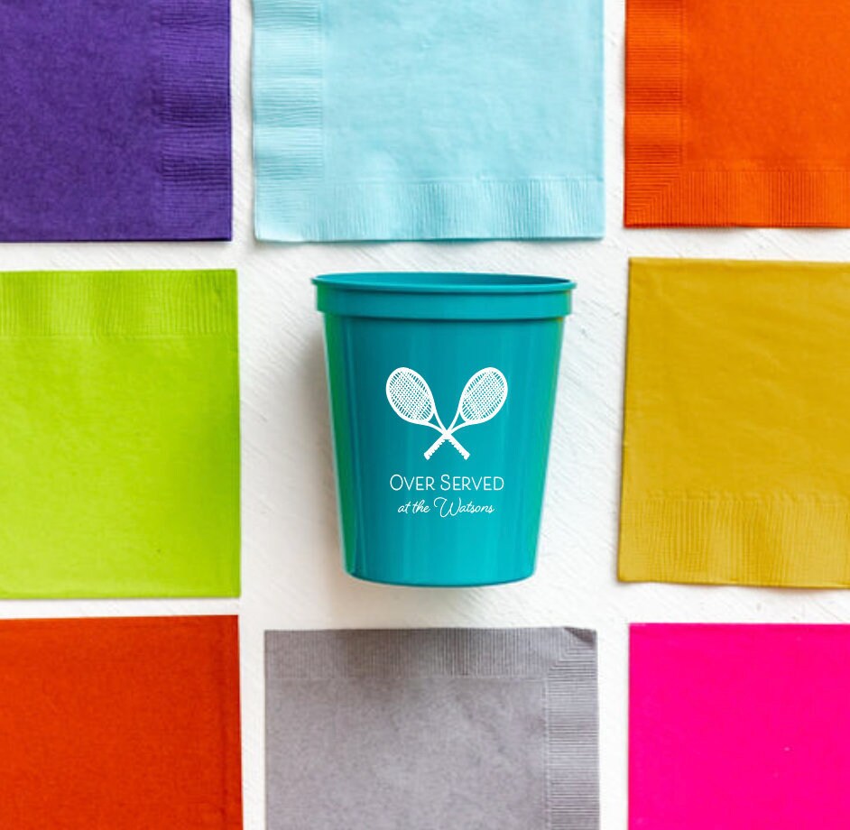 Over served Tennis cups Personalized plastic cups Tennis Etsy