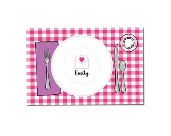 Valentines gift idea for kids, Valentines placemats, Valentines place setting, Valentines place mat for kids, Personalized place mat