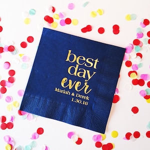 best day ever napkins, cocktail napkins, reception napkins, wedding napkins