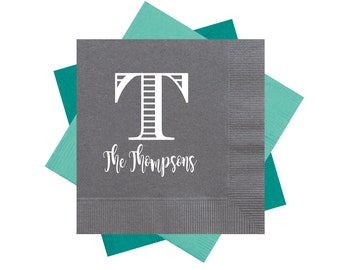 Stripe initial napkins, personalized napkins, housewarming gift idea, custom napkins, monogrammed napkins, stripe monogram napkins