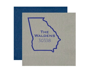 Housewarming napkins, Housewarming party favor, Zip code napkins, Relator gift idea, State outline napkins, New homeowner gift idea
