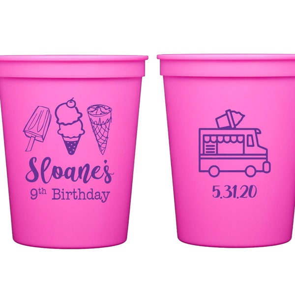 Ice cream birthday, Ice cream party, Kids birthday cups, Kids party cups, Personalized birthday favor, Personalized plastic cups, Custom cup