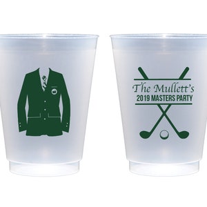 Masters cups, Golf party cups, Golf themed party, Golf birthday party, Green jacket cups, Masters viewing party cups, Personalized cups