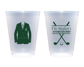 Masters cups, Golf party cups, Golf themed party, Golf birthday party, Green jacket cups, Masters viewing party cups, Personalized cups