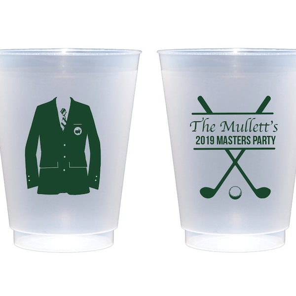 Masters cups, Golf party cups, Golf themed party, Golf birthday party, Green jacket cups, Masters viewing party cups, Personalized cups