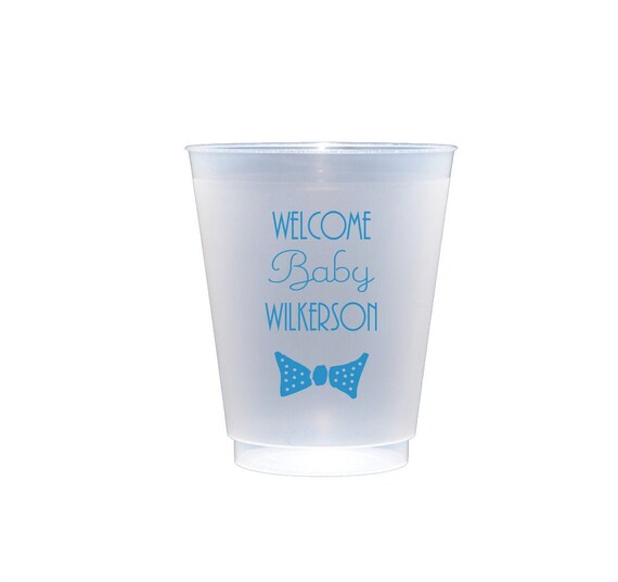 Baby shower cups, baby boy shower cups, bow tie cups, baby shower decor, baby shower favor, personalized cups, shatterproof cups