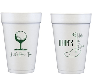 Golf hole in one, Lets par tee, Golf birthday, Golf themed birthday, Personalized birthday cups, first birthday favor, Golf cups