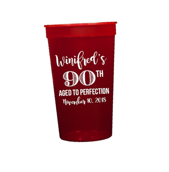 90th Birthday, Personalized Birthday Cups, 90th Birthday Party Cups, Aged  to Perfection, Personalized Plastic Cups, Grandma Birthday - Etsy