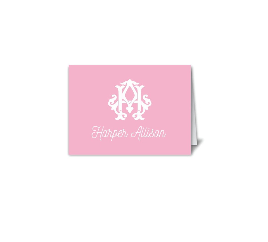 Monogram Stationery  Personalized Notecards – Add Pink and Stir Stationery