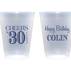 Cheers to 30 years, 30th birthday cups, Personalized birthday cups, Personalized shatterproof cups, Frosted birthday cups, birthday favor