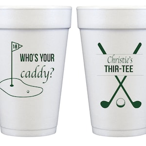 Golf birthday favor, Golf birthday decorations, Caddy, Golf theme party, Adult birthday party favor cups