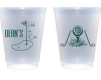Hole in one golf party cups, Golf birthday cups, Golf theme party cups, Golf party favor, First birthday cups, Monogrammed Golf