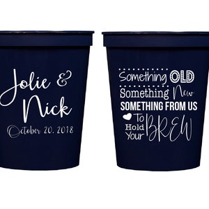 Something old something new, Personalized wedding cups, Wedding reception cups, Hold your brew, Personalized wedding favor, Reception favor image 1