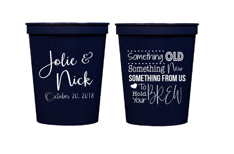 Something old something new, Personalized wedding cups, Wedding reception cups, Hold your brew, Personalized wedding favor, Reception favor image 1