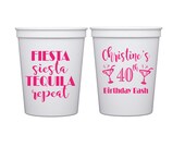 Fiesta 40th birthday cups, Fiesta theme cups, Fiesta birthday party cups, personalized plastic stadium cups, fiesta siesta tequila repeat