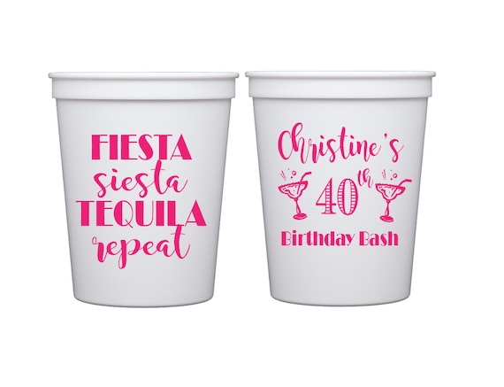 Fiesta 40th Birthday Cups, Fiesta Theme Cups, Fiesta Birthday