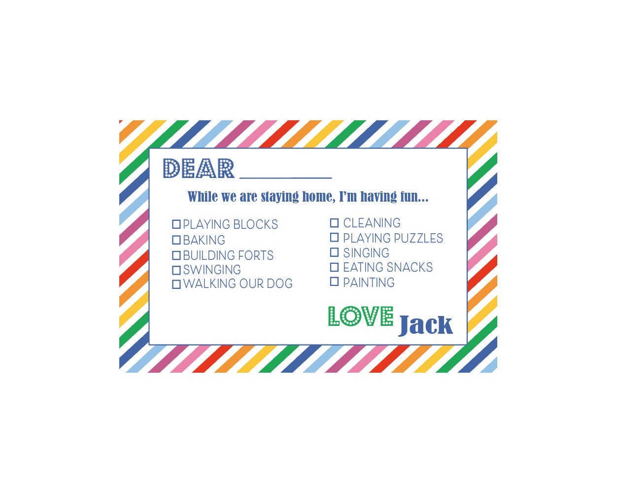 Social Distancing Card Social Distancing Cards, Quarantine Cards, Kids Fill in the Blank Notes ...