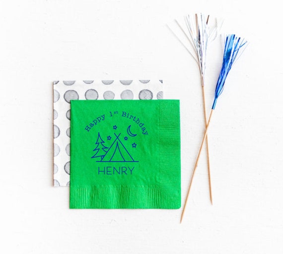 Camping birthday, Camp theme birthday, Camp birthday napkins, Personalized birthday napkins, Kids birthday decor, Camp birthday favor