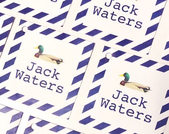 Duck gift tag, Boy stationery, Baby boy gift tag, Boy enclosure card, personalized gift tag, kids enclosure card, Kids stationery, stripes