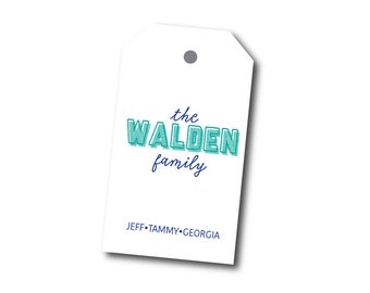 Family Gift Tag, Last Name Gift Tag, Custom Name Gift Tag, Colorful Gift Tag, Color Block Gift Tag, Hostess Gift, Custom gift wrapping