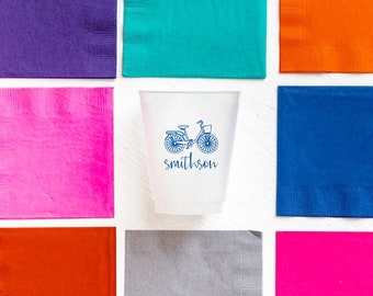 bike cups, personalized frosted cups, beach house cups, vacation cups, vacation house, beach trip cups, personalized cups, hostess gift