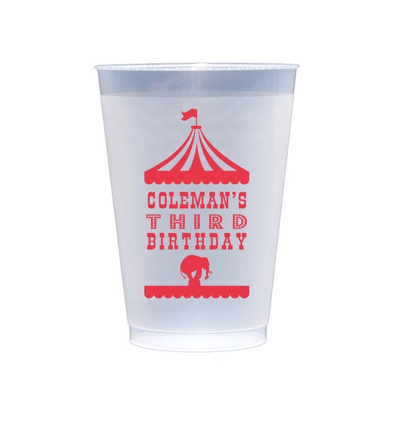 Circus birthday cups, Circus themed party, Circus cups, Under the big top, Birthday cups, Personalized cups, Personalized shatterproof cups