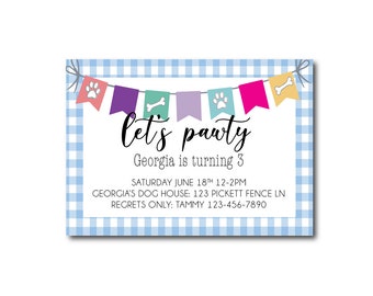 Puppy party invitation, Dog birthday invitation, Puppy birthday invitation, Puppy pawty invite, Puppy birthday party invitation