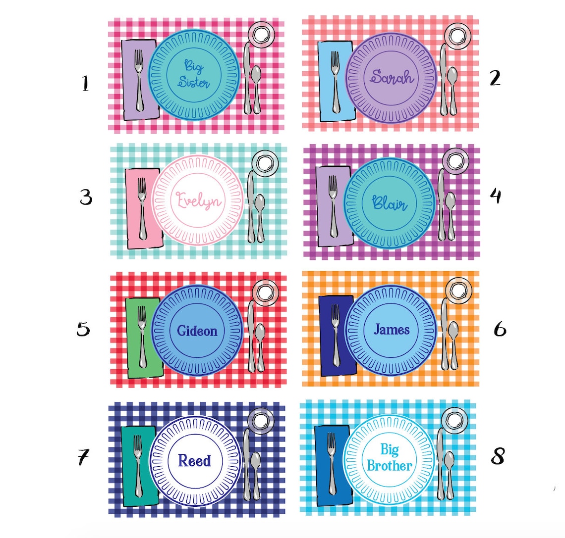 Personalized Placemat Laminated Placemat Kids Placemat Etsy