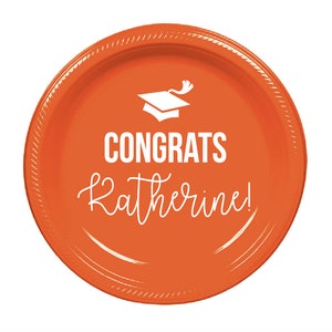 Graduation party plates, personalized plates, congrats grad 2022, college graduation party favor, high school graduation, party plates