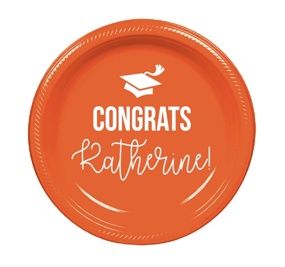 Graduation party plates, personalized plates, congrats grad 2022, college graduation party favor, high school graduation, party plates
