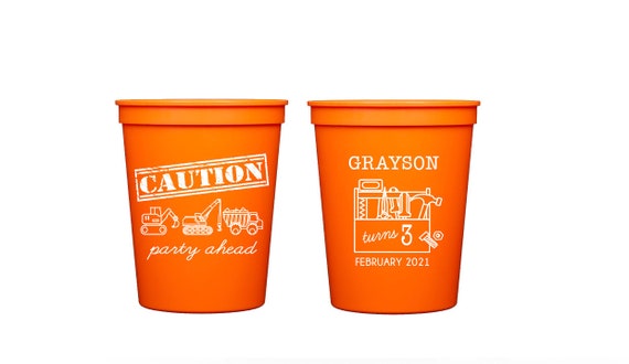 Construction birthday, Construction theme birthday party, Personalized birthday cups, Kids birthday favor, Construction party favor