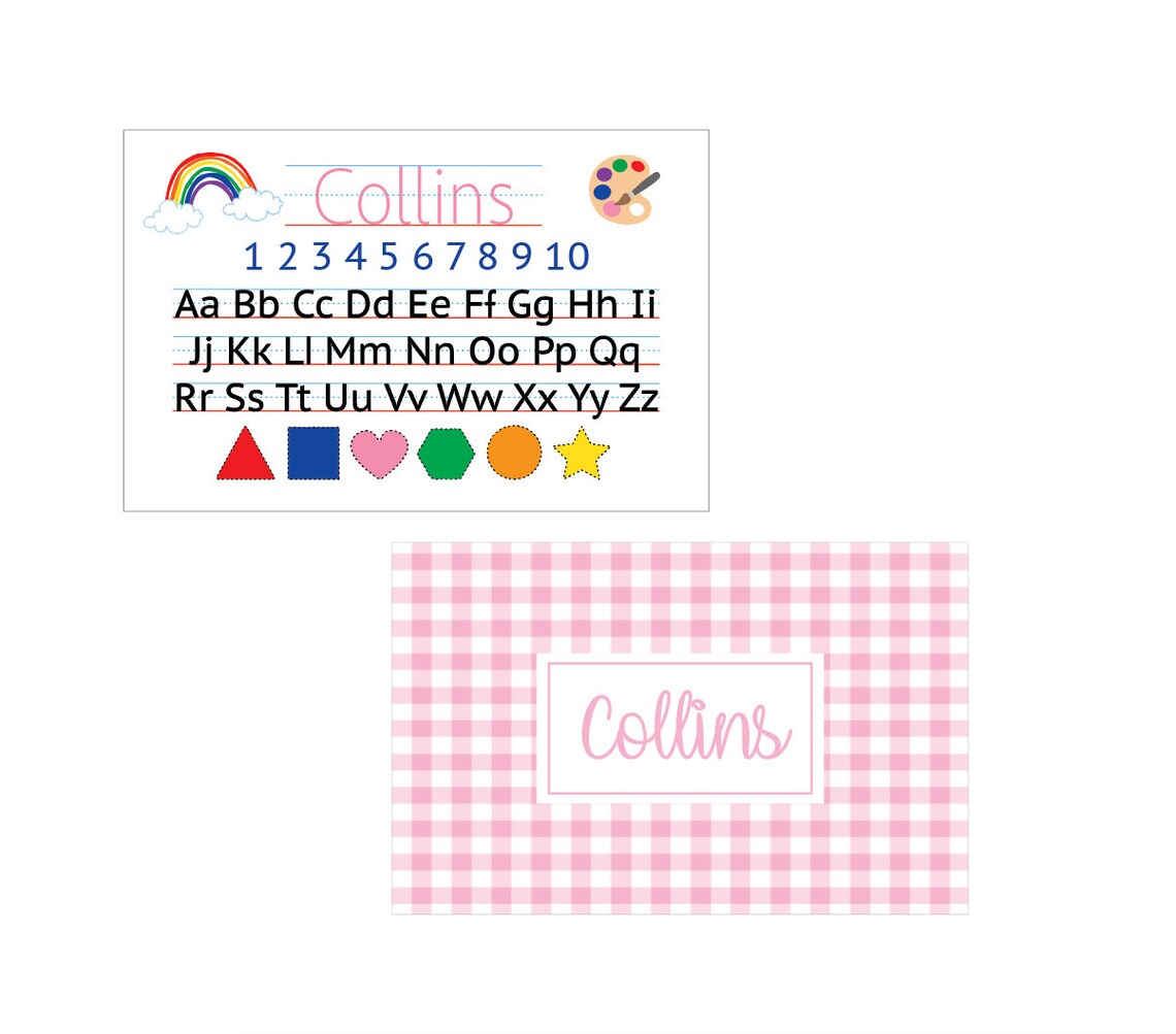 Personalized Placemat Alphabet Placemat Gingham Placemat Etsy