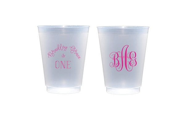First birthday party cups, personalized birthday cups, Monogrammed birthday cups, Girls first birthday cups, First birthday cups
