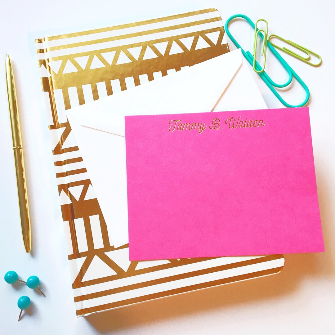 Gold Foil Notecards, Monogrammed Stationery Set, Wedding Stationery