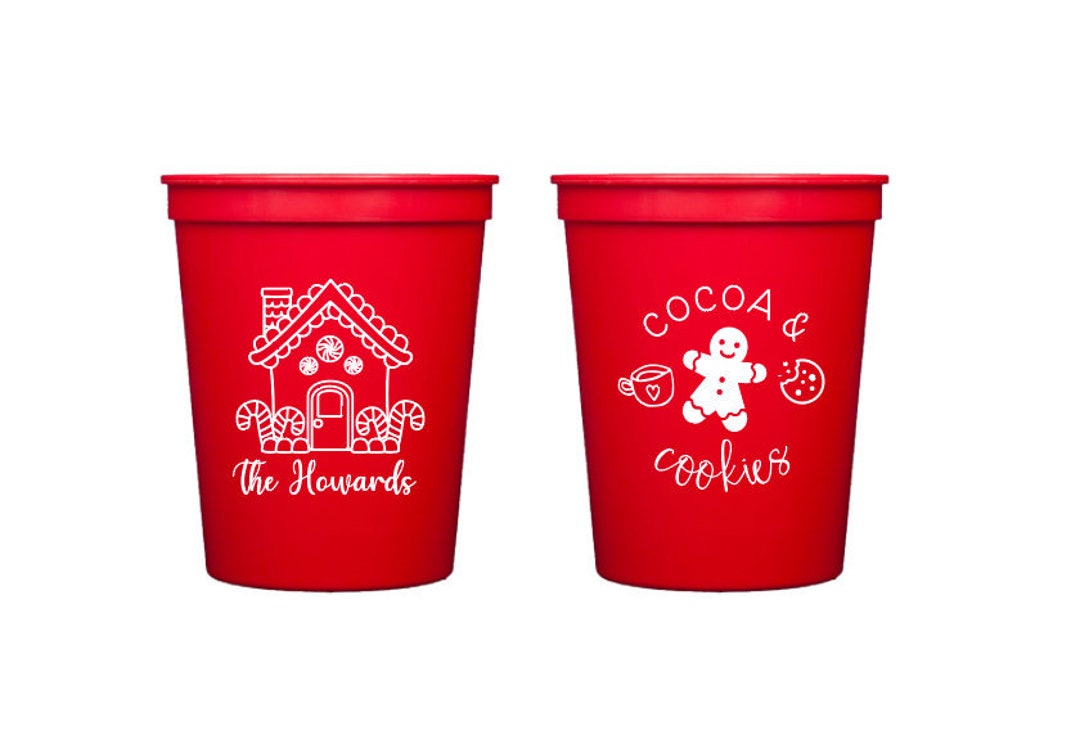 Gingerbread House Cups, Cookie Party Cups, Christmas Cups, Christmas Party Cups, Personalized