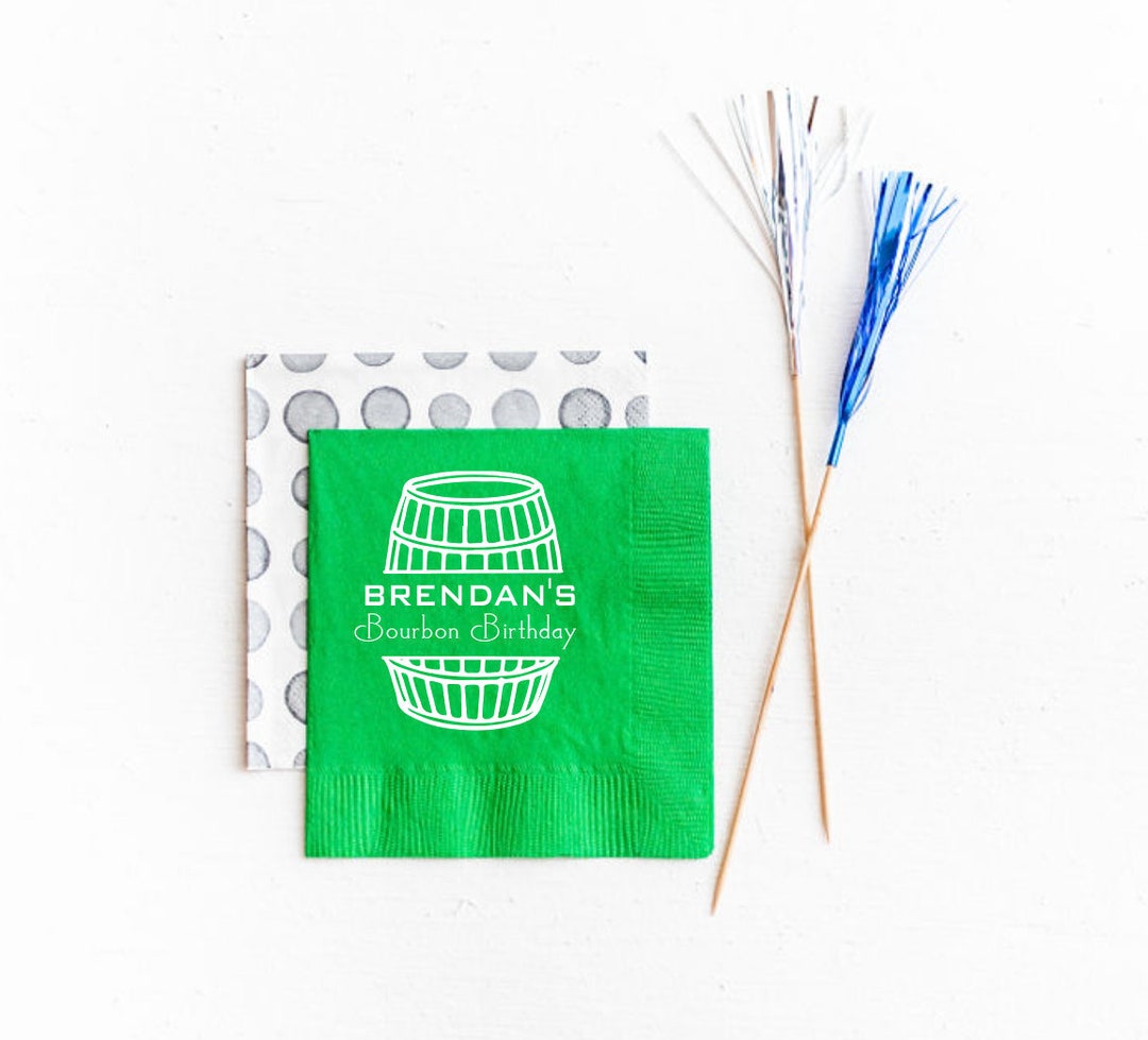 Bourbon Birthday, Bourbon Themed Birthday Napkins, Personalized